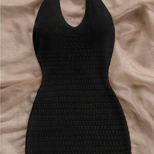 SHEIN Black Backless Halter Dress